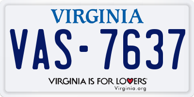 VA license plate VAS7637