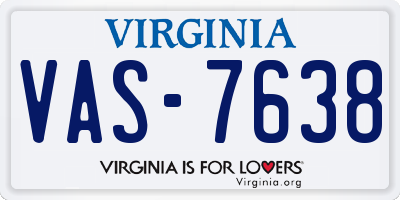 VA license plate VAS7638