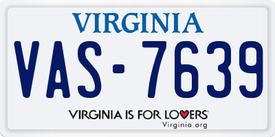 VA license plate VAS7639