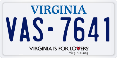 VA license plate VAS7641