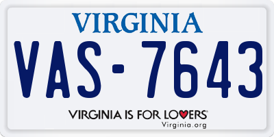 VA license plate VAS7643