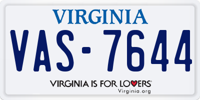 VA license plate VAS7644