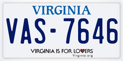 VA license plate VAS7646