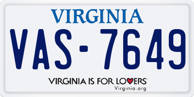 VA license plate VAS7649