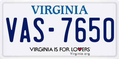 VA license plate VAS7650