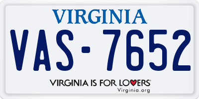 VA license plate VAS7652