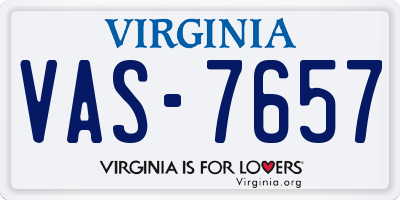 VA license plate VAS7657