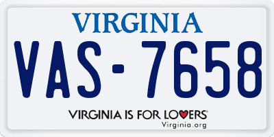 VA license plate VAS7658