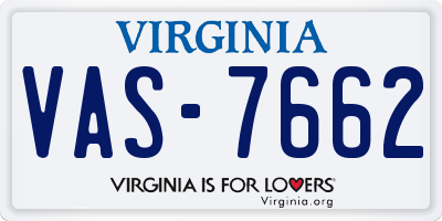 VA license plate VAS7662