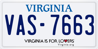 VA license plate VAS7663