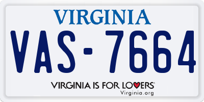 VA license plate VAS7664