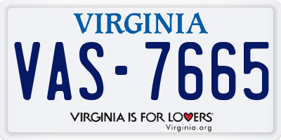 VA license plate VAS7665