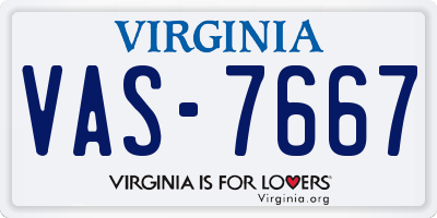 VA license plate VAS7667