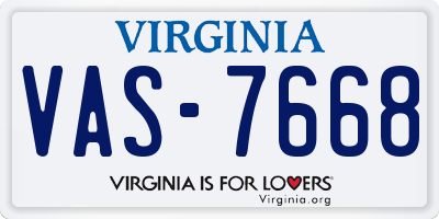 VA license plate VAS7668