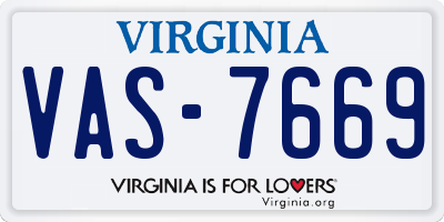 VA license plate VAS7669