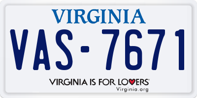 VA license plate VAS7671