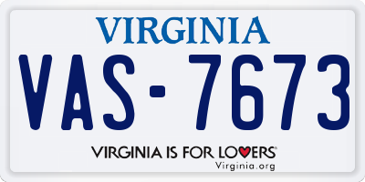 VA license plate VAS7673