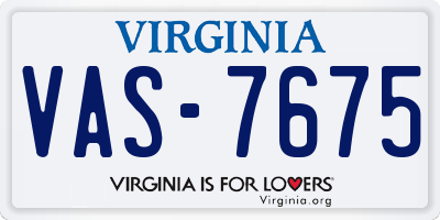 VA license plate VAS7675