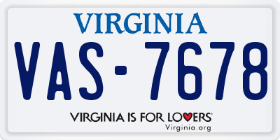 VA license plate VAS7678