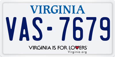 VA license plate VAS7679