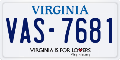 VA license plate VAS7681