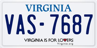 VA license plate VAS7687