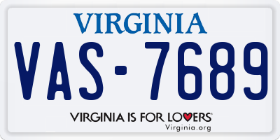 VA license plate VAS7689