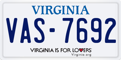 VA license plate VAS7692