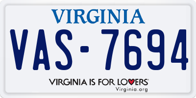 VA license plate VAS7694