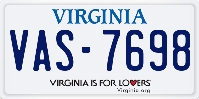 VA license plate VAS7698