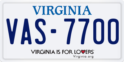 VA license plate VAS7700