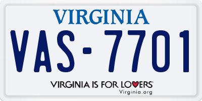 VA license plate VAS7701