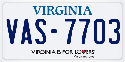 VA license plate VAS7703