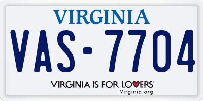 VA license plate VAS7704