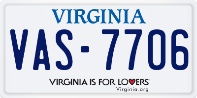 VA license plate VAS7706