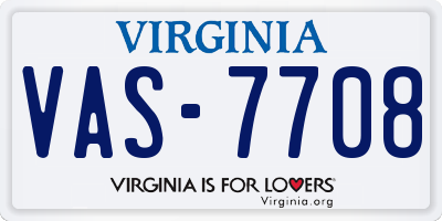 VA license plate VAS7708