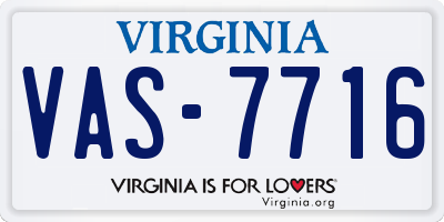 VA license plate VAS7716