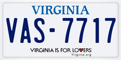 VA license plate VAS7717