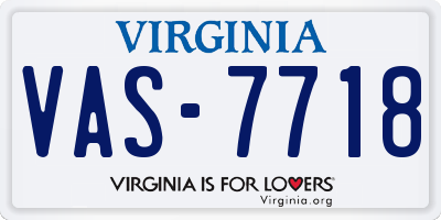 VA license plate VAS7718