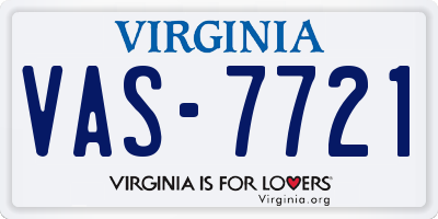 VA license plate VAS7721