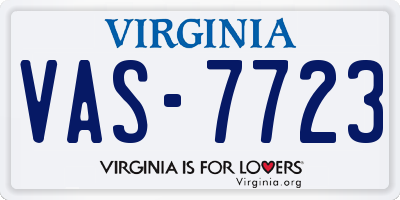 VA license plate VAS7723