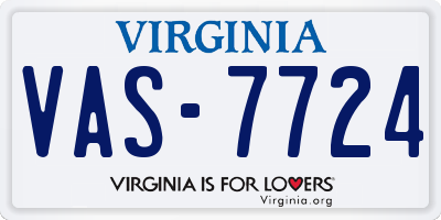 VA license plate VAS7724