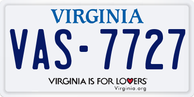 VA license plate VAS7727