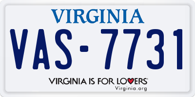 VA license plate VAS7731