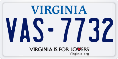 VA license plate VAS7732