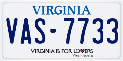 VA license plate VAS7733