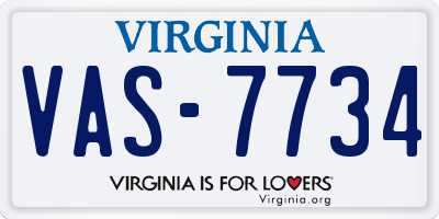 VA license plate VAS7734