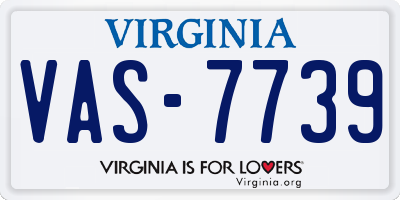 VA license plate VAS7739