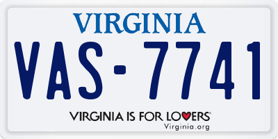 VA license plate VAS7741