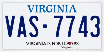 VA license plate VAS7743